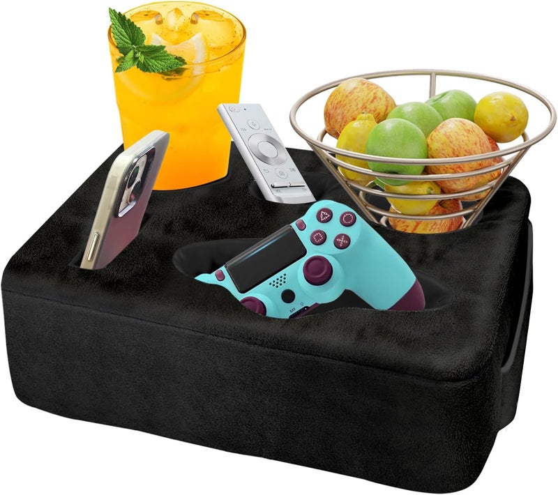 NISDOING Couch Bed Cup Holder Pillow, 5 Hole Couch Drink Holder! Keep Drinks Hand Side and KeepTemp, Prevent Spills and Use Anywhere.Cup Holder for Couch, Bed,Camping,RV,Car,Beach.Black - Image 1
